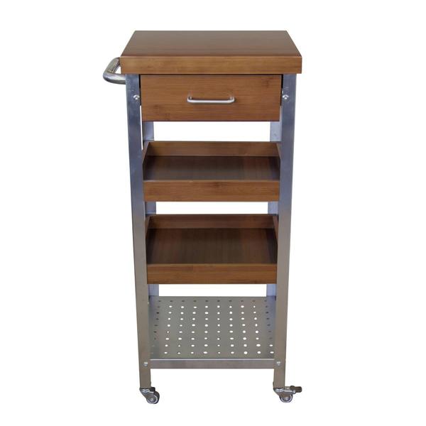 eccostyle(tm) Solid Bamboo & Stainless Steel Kitchen Cart Tower alternate view