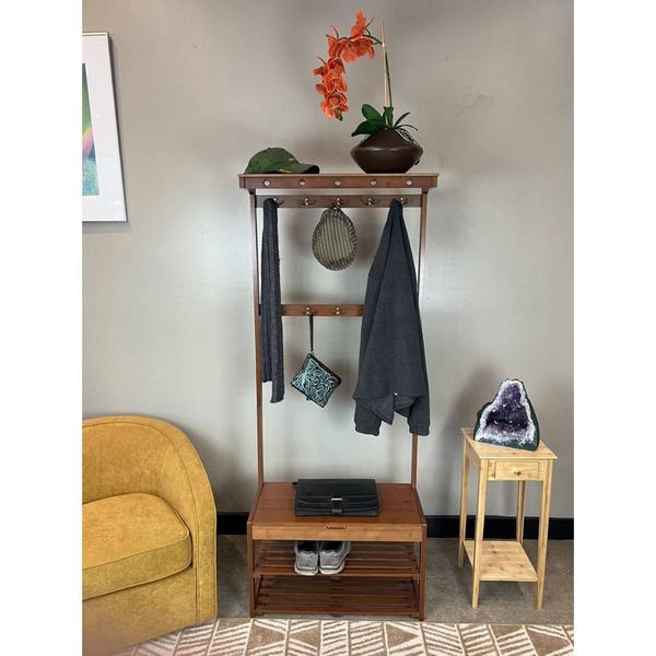 eccostyle(tm) Solid Bamboo Entryway Hall Tree w/ Storage Area alternate view