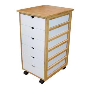 eccostyle(tm) Bamboo Frame 6 Drawer Rolling Cart
