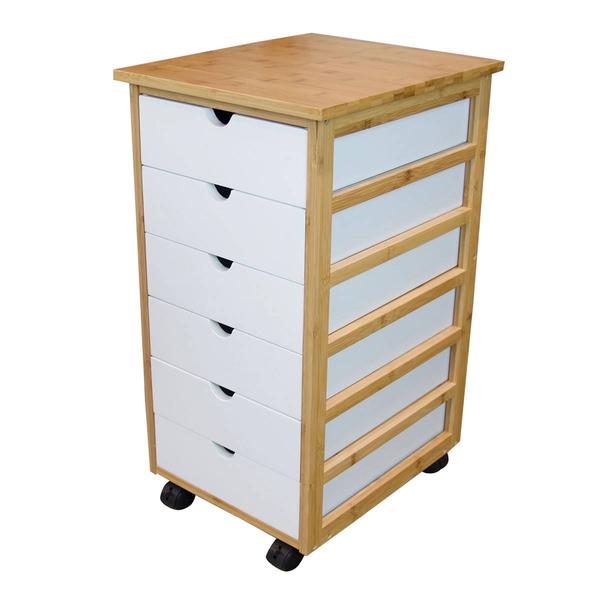 eccostyle(tm) Bamboo Frame 6 Drawer Rolling Cart
