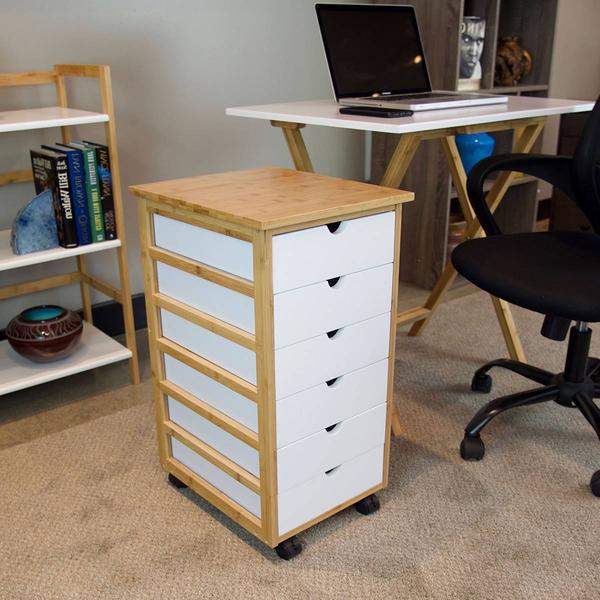 eccostyle(tm) Bamboo Frame 6 Drawer Rolling Cart alternate view