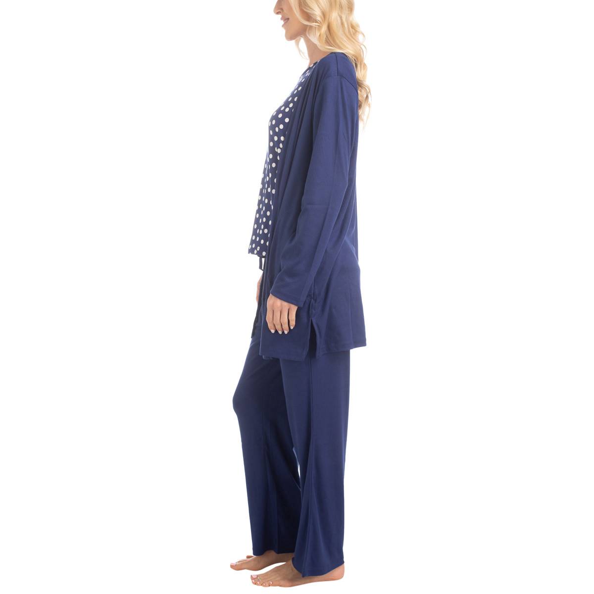 Plus Size MUK LUKS(R)  3pc. Anything Pajama Set - Navy Dot