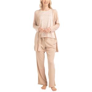 Plus Size MUK LUKS(R) 3pc. Leopard Pajama Set  - Short Length
