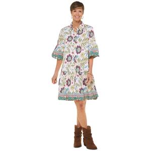 Womens Rose & Everly Elbow Sleeve Floral Shirtdress