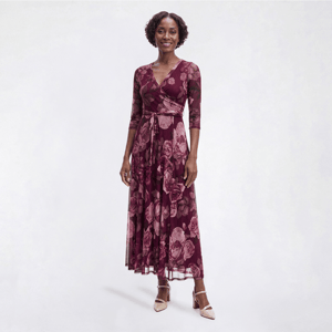 Womens Vivid Aura 3/4 Sleeve Leaf Mesh Maxi Dress alternate view