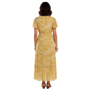 Womens Vivid Aura Short Sleeve Floral Smock Waist Tier Maxi Dress alternate view