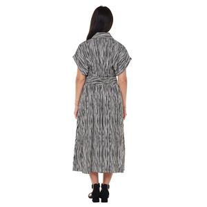Womens Vivid Aura Short Sleeve Stripe Belt Midi Shirtdress alternate view