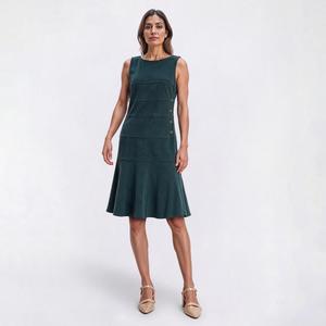 Womens Vivid Aura Sleeveless Chenille Ruffle Hem Shift Dress