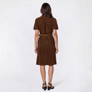 Womens Vivid Aura Short Sleeve Corduroy Belted Sheath Dress alternate view