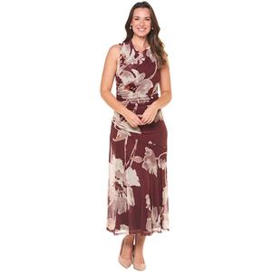 Womens Vivid Aura Sleeveless Floral Mesh Midi Dress