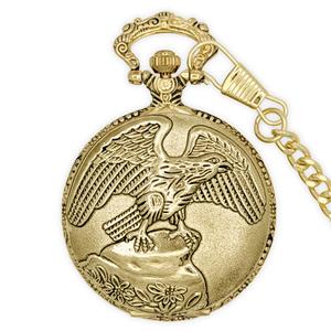 Mens Gold Alloy Engraved Eagle Pocket Watch - 37741