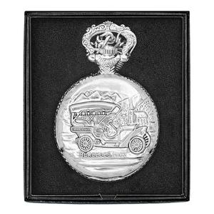 Mens Silver Alloy Engraved Car Pocket Watch - 37742 alternate view