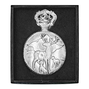 Mens Silver Alloy Engraved Deer Pocket Watch - 37744 alternate view