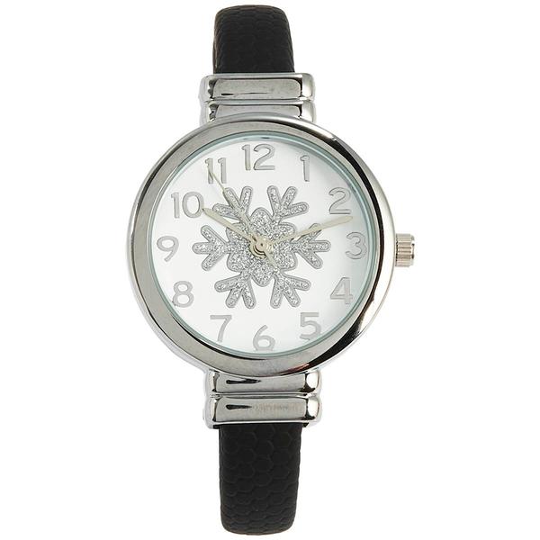 Womens Silver Glitter Up Snowflake Dial Watch - ABG120A