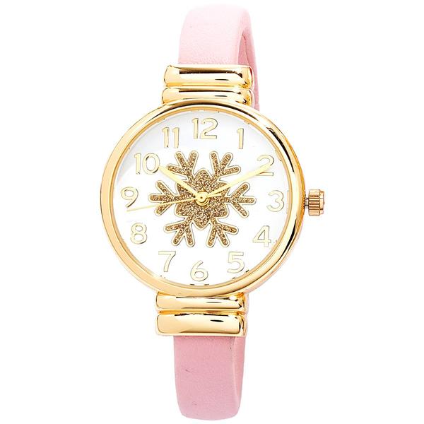 Womens Gold-Tone Snowflake Cuff Bracelet Watch - ABG120C