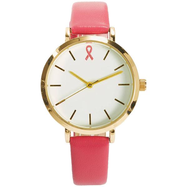 Womens Breast Cancer Awareness Ribbon Dial Watch - ALB121