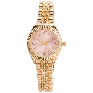 Womens Gold-Tone Crystal Blush Pink Dial Watch - AM159C