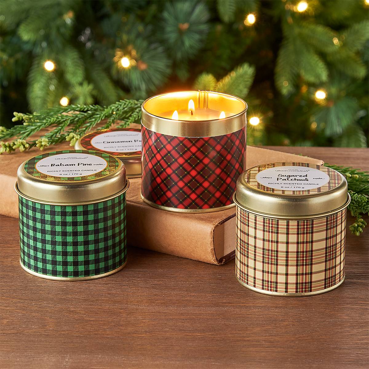 6oz. Christmas Tin Candles - Set Of 3