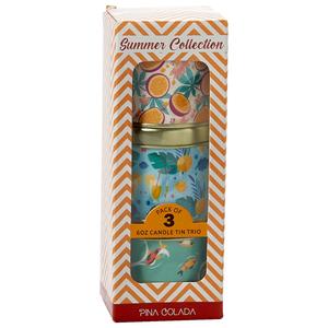 Summer 6oz. Tin Candles in Gift Box - Set of 3