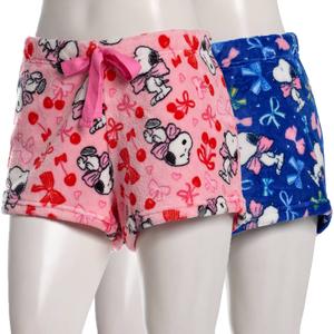 Juniors Peanuts(tm) Snoopy Bows & Cherries 2pk. Plush Pajama Shorts