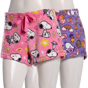 Juniors Peanuts(tm) Snoopy Disco Flowers 2pk. Plush Pajama Bottoms