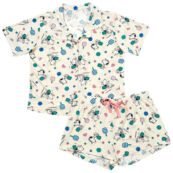Juniors Peanuts(tm) Short Sleeve Snoopy Pickleball Boxer Pajamas Set alternate view