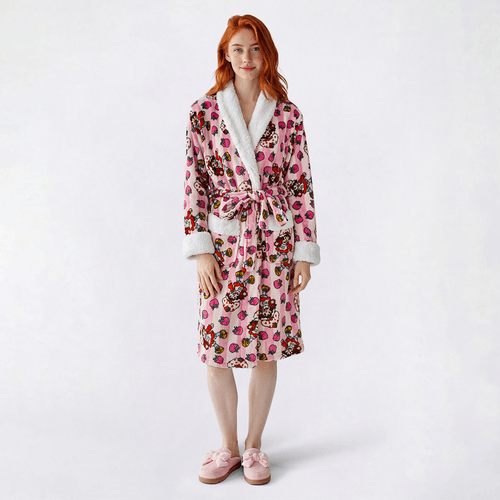 Juniors Strawberry Shortcake(tm) Berries & Stripes Sherpa Trim Robe