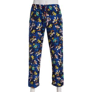 Mens Looney Tunes Black Plaid Silky Pajama Pants