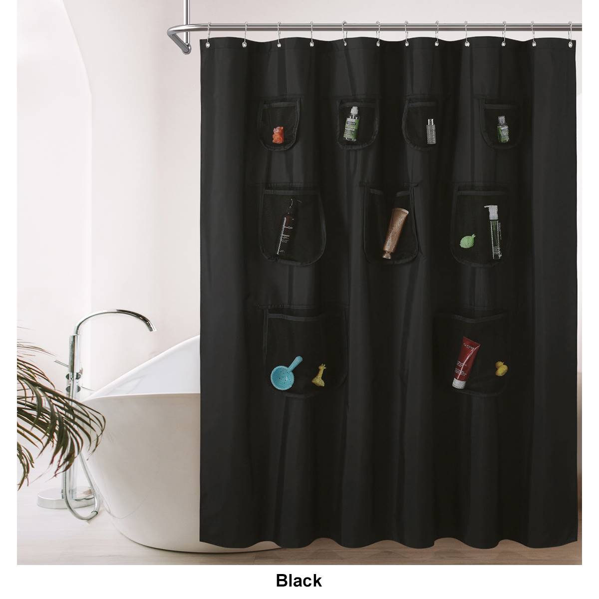 Awesome Home Waterproof Satchel Mesh Pocket Shower Curtain