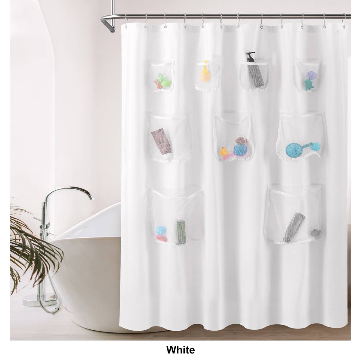 Awesome Home Waterproof Satchel Mesh Pocket Shower Curtain