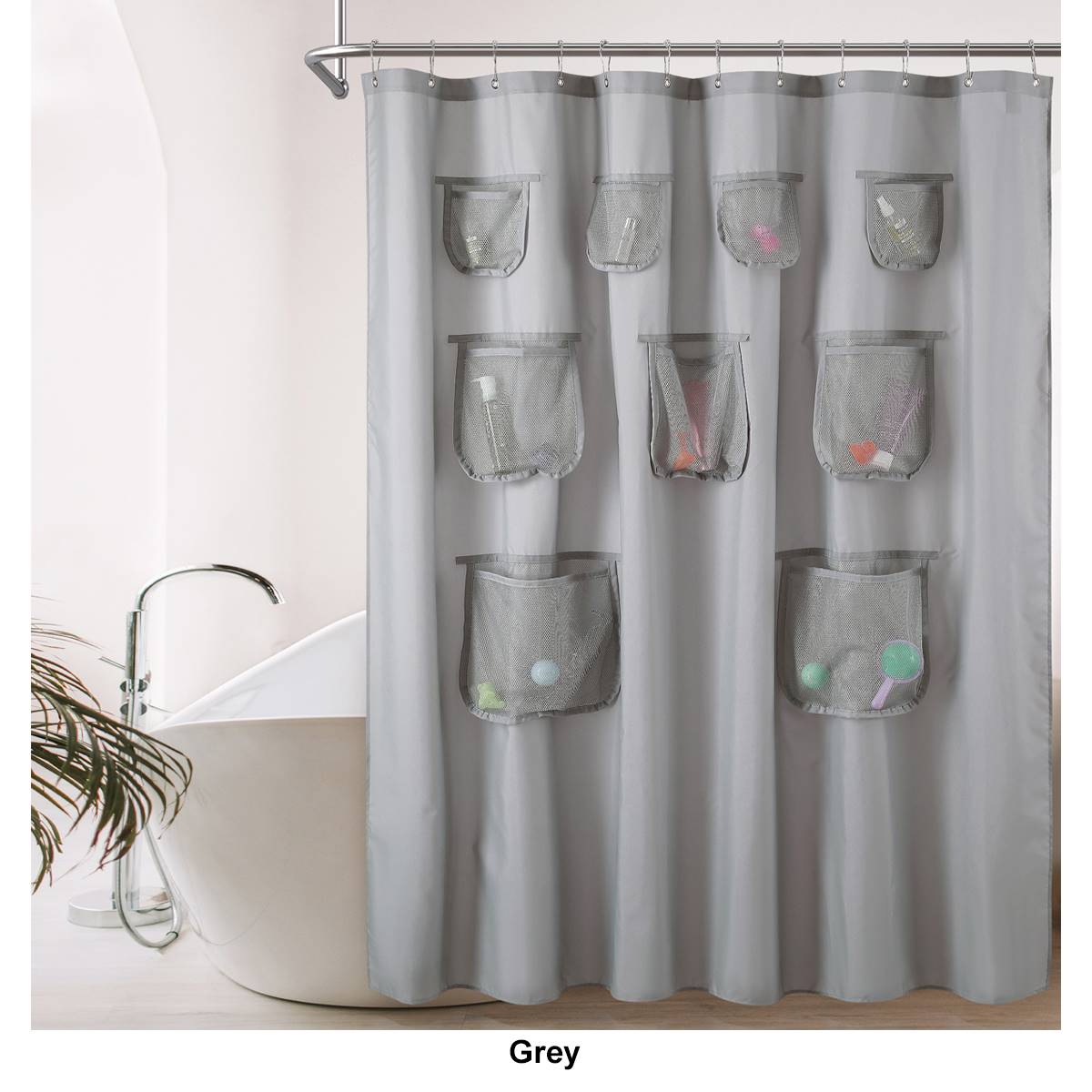 Awesome Home Waterproof Satchel Mesh Pocket Shower Curtain