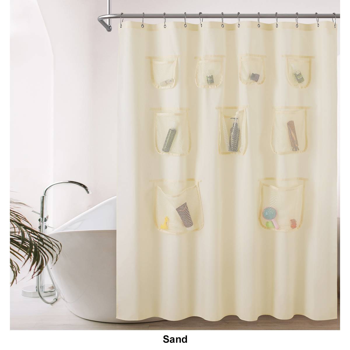 Awesome Home Waterproof Satchel Mesh Pocket Shower Curtain