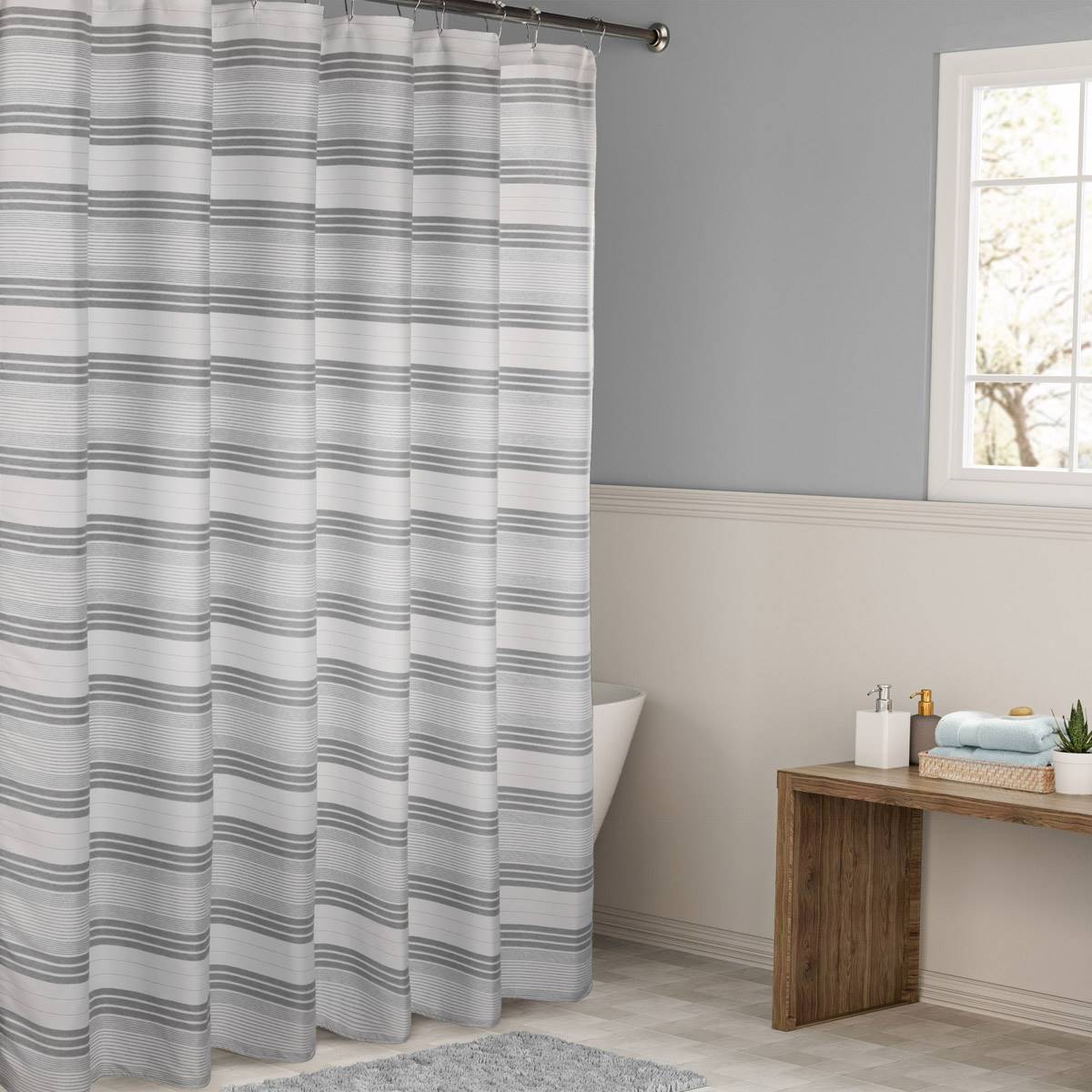 Awesome Home Horizontal Beach Stripe Shower Curtain