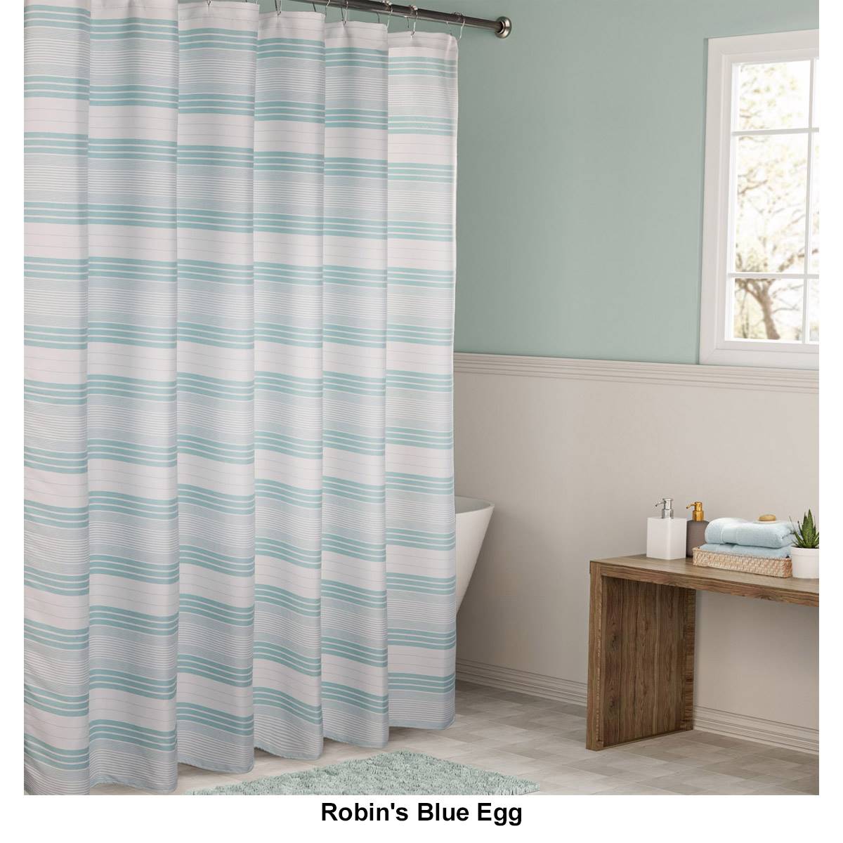 Awesome Home Horizontal Beach Stripe Shower Curtain