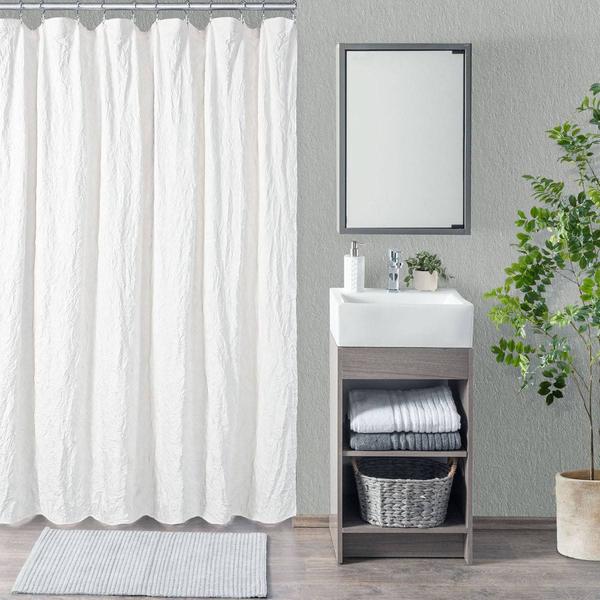 Awesome Home Solid Eco Friendly Crinkle Shower Curtain