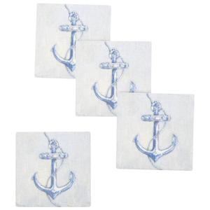 4pk. 4.25in. Vintage Anchor Square Coasters Set