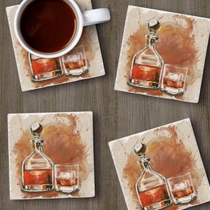 4pk. Bourbon Splash Square Coaster Set alternate view