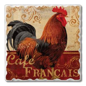 4pk. Cafe Francais Rooster Square Set