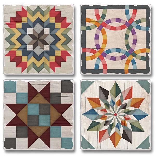 Thirstystone 4pk. Barn Quilt Sign Square Coaster Set