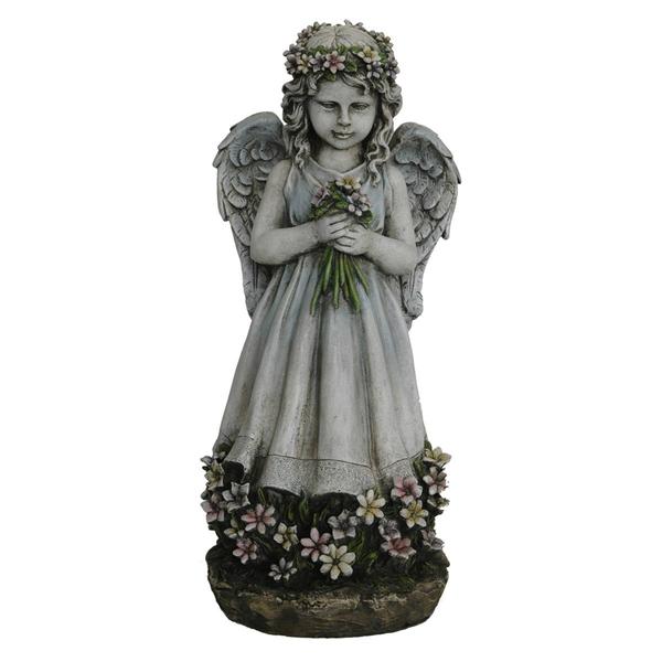 Hi-Line Gift Angel Holding Flowers Garden Statue