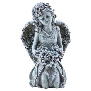 Hi-Line Gift Kneeling Angel Holding Flowers Garden Statue
