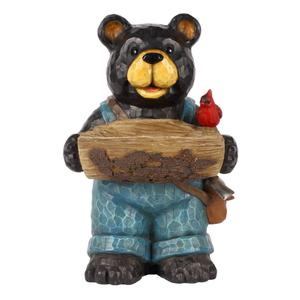 Hi-Line Gift Bear Holding Bird Bath Garden Statue