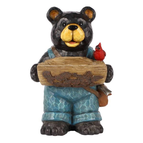 Hi-Line Gift Bear Holding Bird Bath Garden Statue