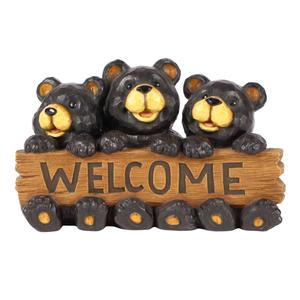 Hi-Line Gift Bear Family with Welcome Sign Garden Statue