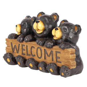 Hi-Line Gift Bear Family with Welcome Sign Garden Statue alternate view