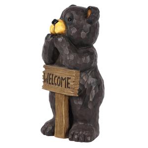 Hi-Line Gift Bear Leaning on Welcome Sign Garden Statue alternate view