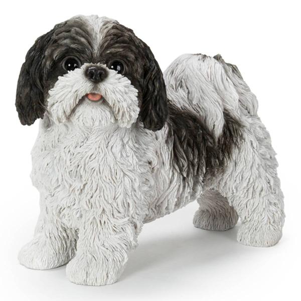 Hi-Line Gift Black & White Standing Shih Tzu Garden Statue