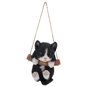 Hi-Line Gift Hanging Black & White Kitten Statue