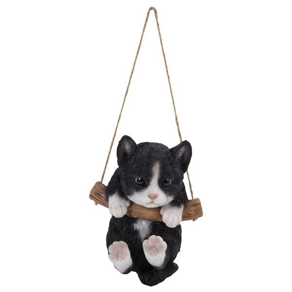 Hi-Line Gift Hanging Black & White Kitten Statue