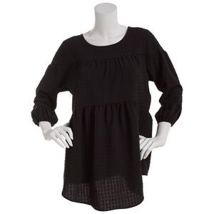 Womens Fair Hope 3/4 Sleeve Solid Tiered Blouse